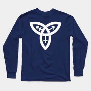 Gender Triquetra Knot in White Long Sleeve T-Shirt